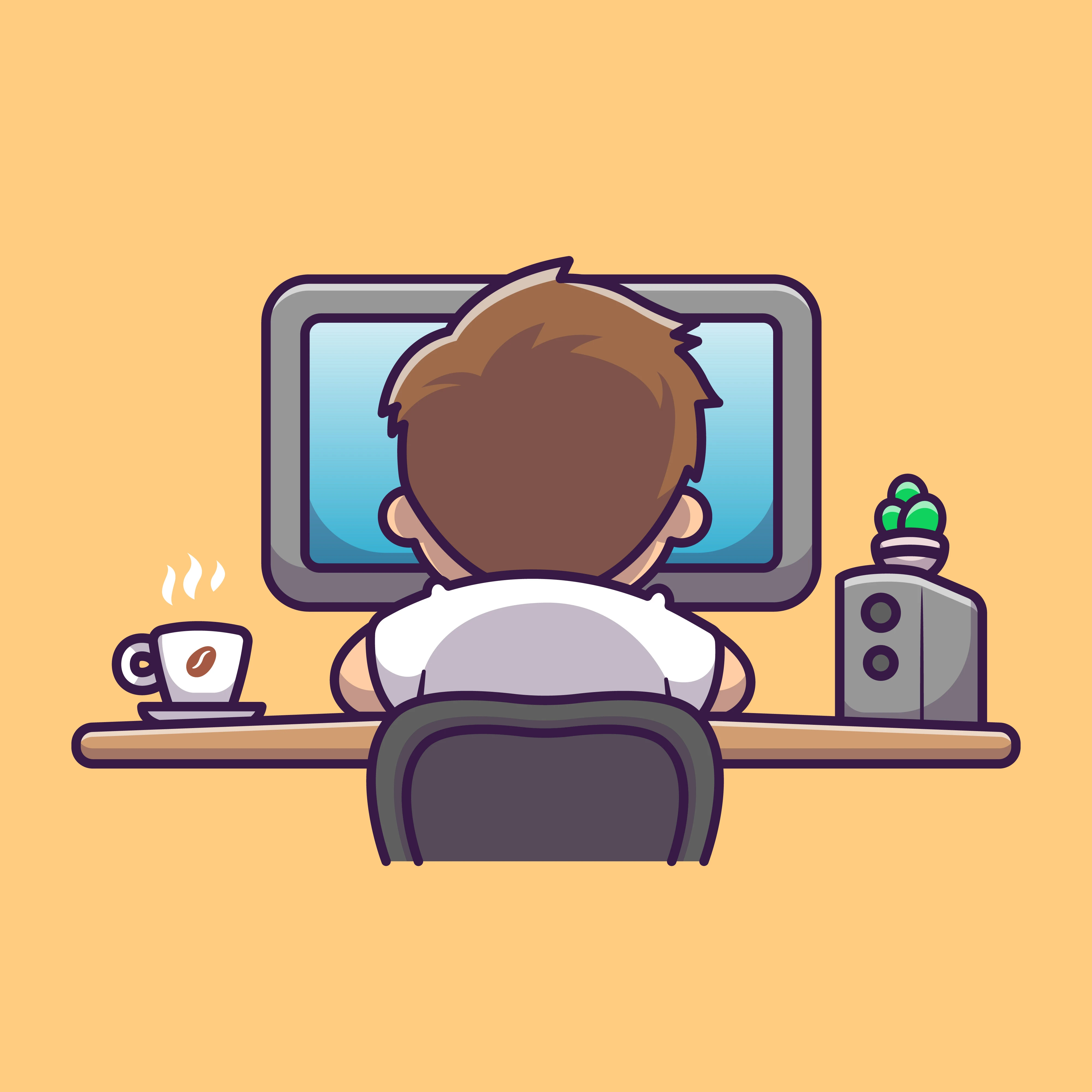 Garoto mexendo no computador